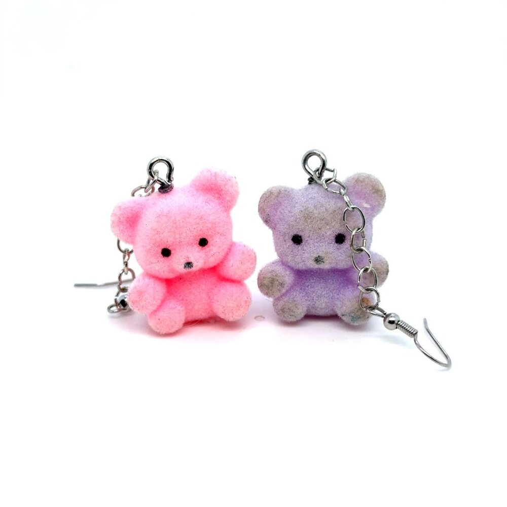 Pink/Purple Bear Dangle Earrings